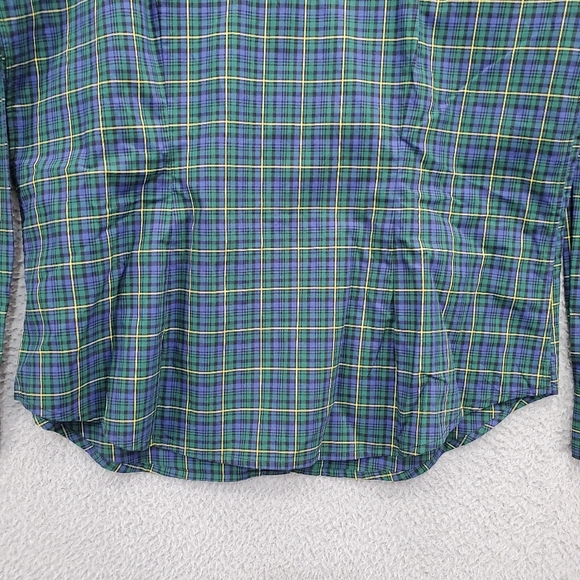 Chaps Denim Mixed Tartan Plaid Shirt Womens Large Blue Green Button Front NWT - Picture 11 of 12